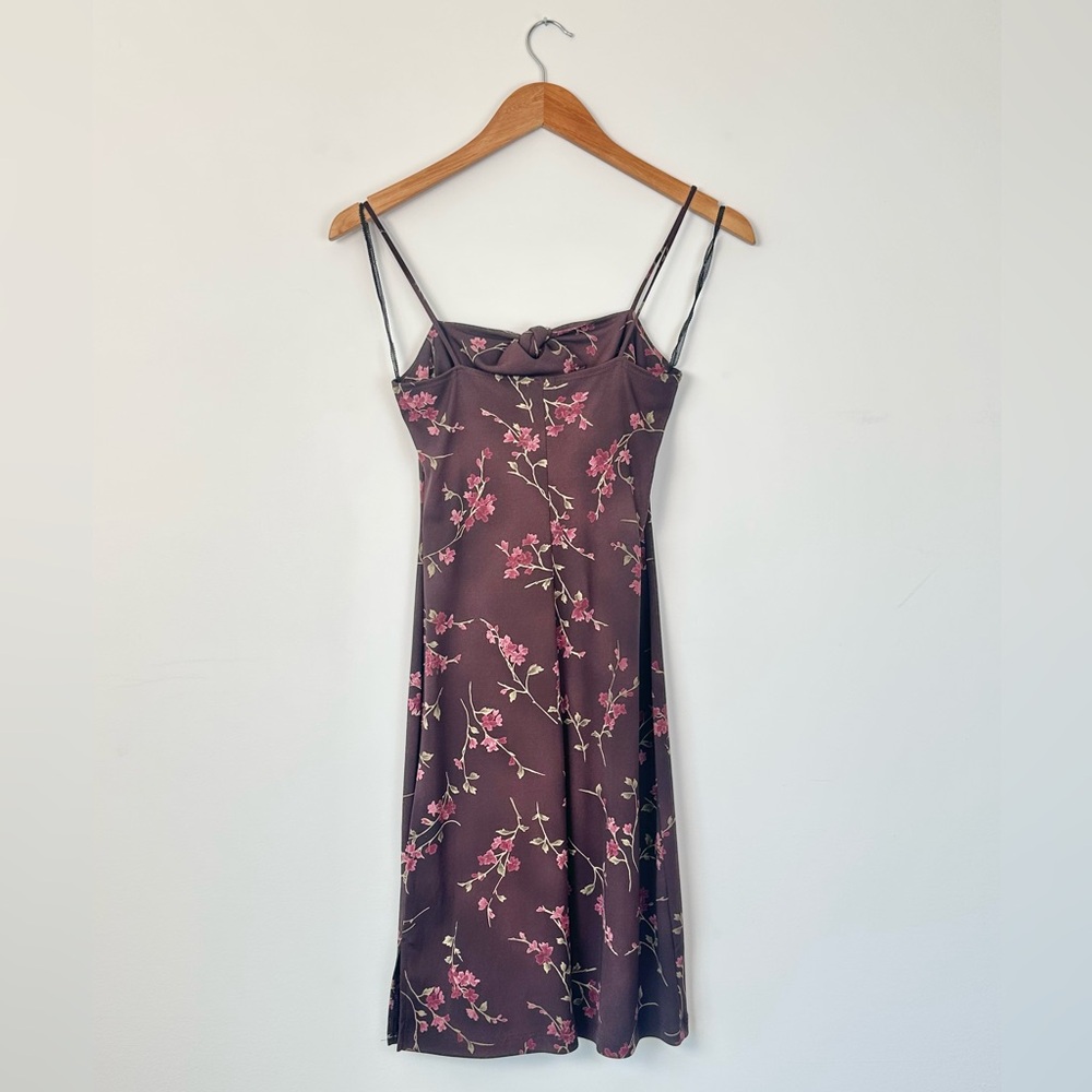 Vintage Y2k Teeze Me Deep Burgundy Dainty Pink Floral Fitted Dress - Picture 14 of 14